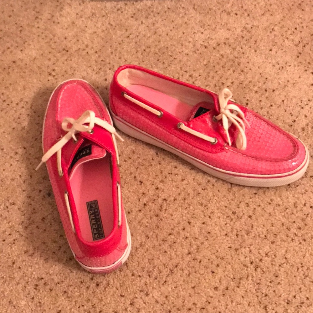 Pink glitter sperrys